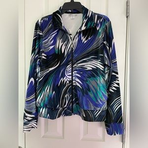 Size L Vintage MIRROR IMAGE multicolor with Full Zip Silver Track Jacket